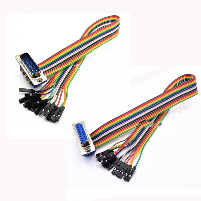DB9 DB15 male/female connector DB9/15P RS232  serial port to DuPont 2.54 single 1P data cable Jumper test cable 0.3M
