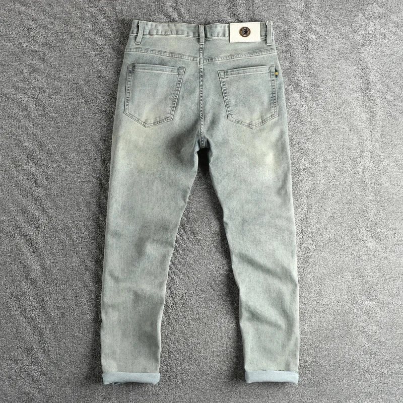 

Vintage Blue Washed Distressed Spring Summer New Men's Skinny American Style Trendy Jeans