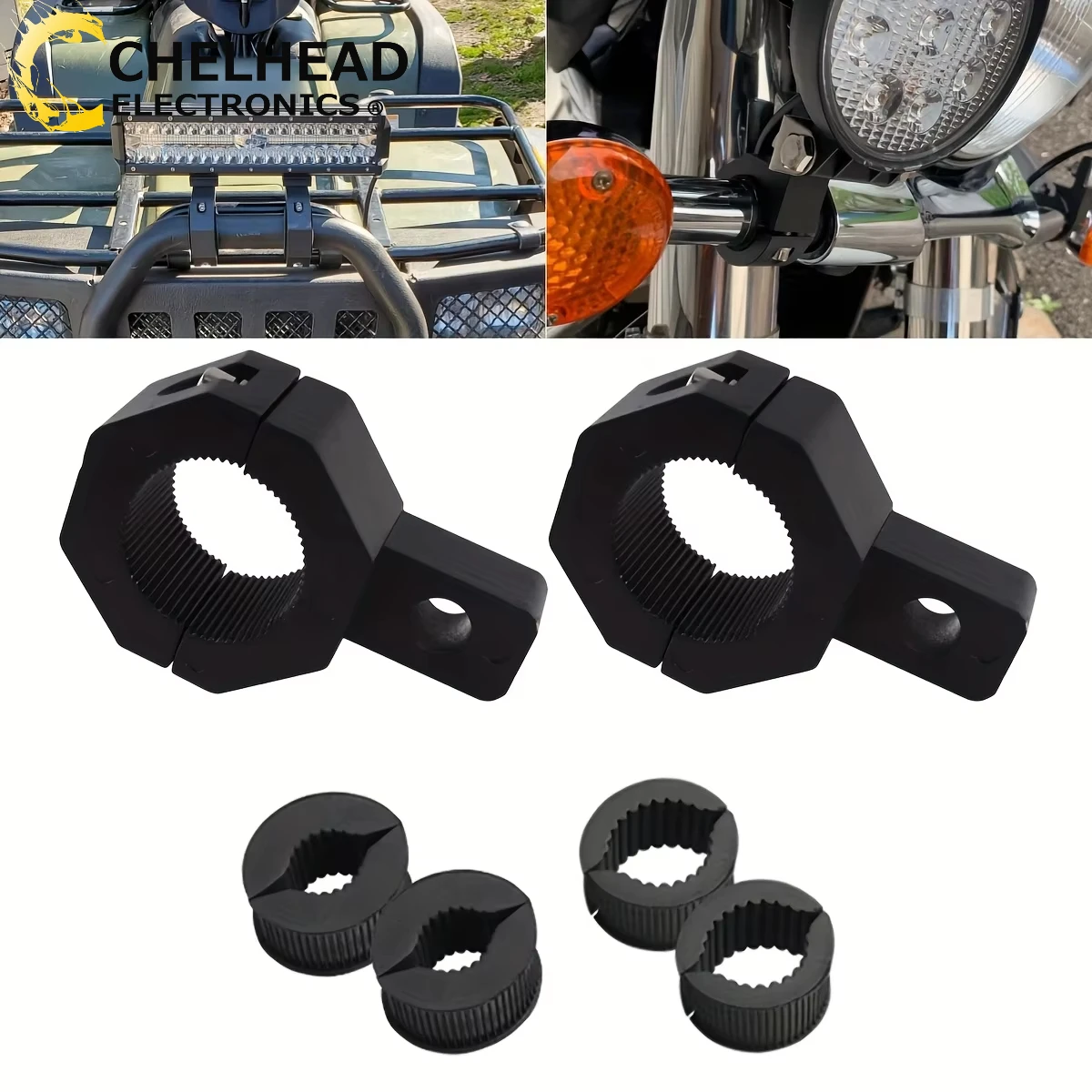 2Pcs LED Light Strip Mount Bracket Clamp Set, 0.75''-1.25'' Tube Clamps,for Motorcycle Crash Bar Guards, ATV, UTV Vehicles