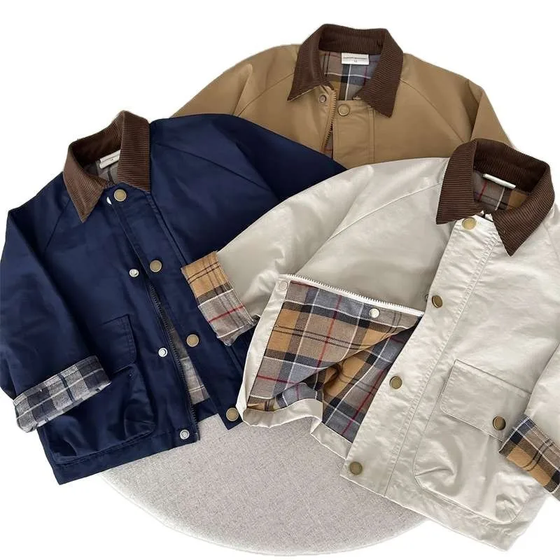 2026 UNITIM Frühling Herbst Kinder Jungen Jacke Kariert mit Taschen Langarm Kleinkind Jungen Oberbekleidung Mantel Kinder Jungen Jacke – Detail 26