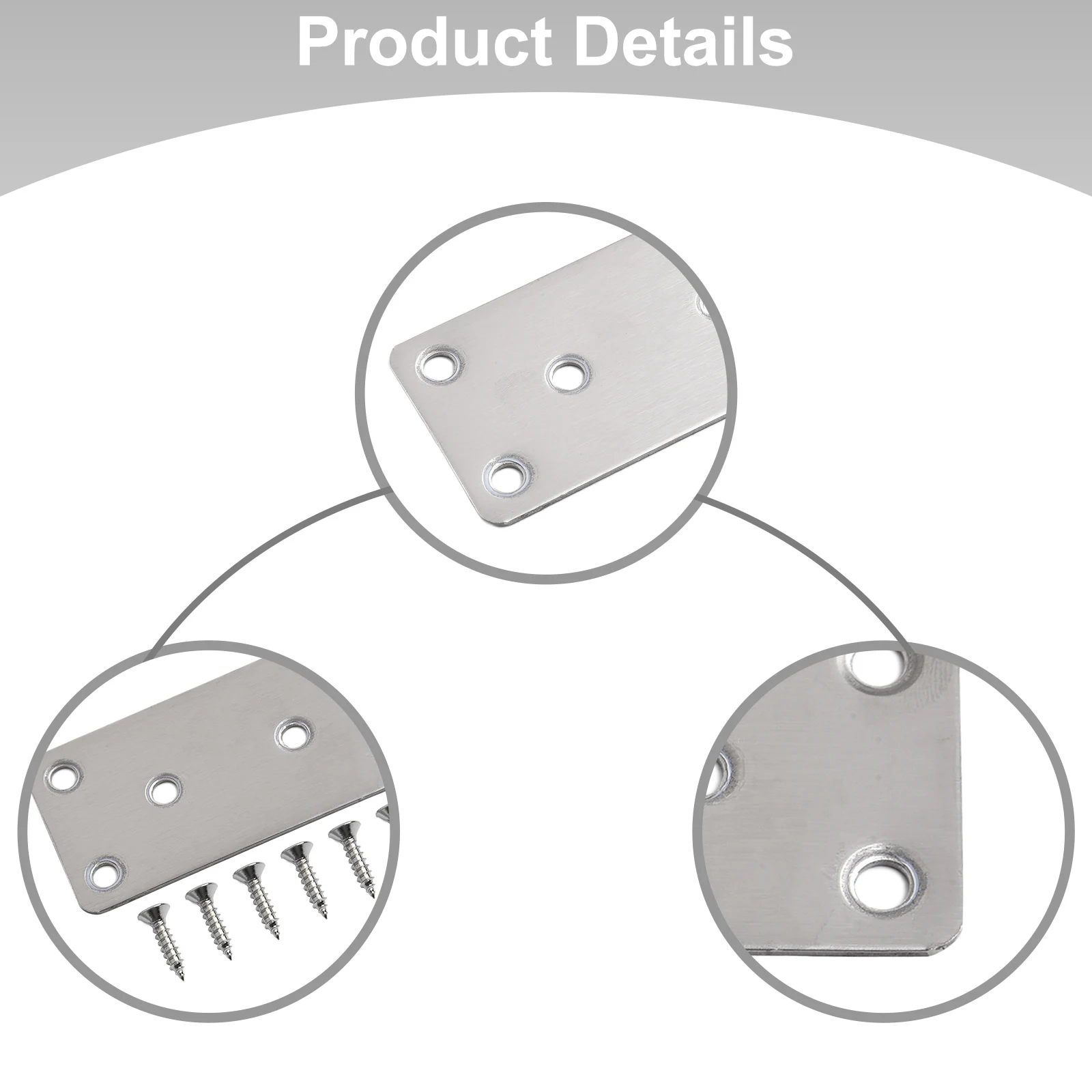 6 Holes Brackets Flat Mending Brackets Brushed Stainless Steel No Deformation No Fading Simple Structure Smooth Corner Design