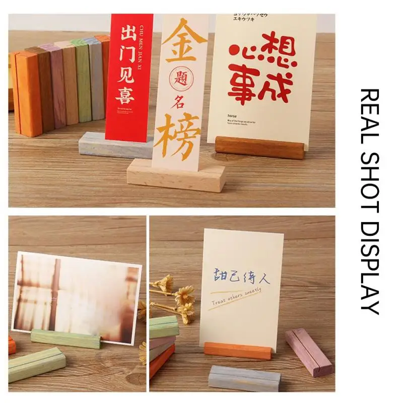 Calendario da tavolo con carte in legno massello o dal design unico Semplicità creativa Forniture per riporre oggetti da scrivania Portafoto in legno massello smussato