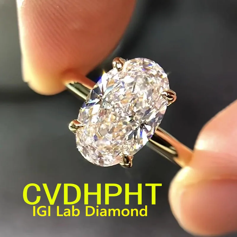 

Роскошное кольцо из желтого золота 14 карат с бриллиантом RingIGI Lab Growing, овальная форма, D, цвет, обручальное кольцо 3 карата
