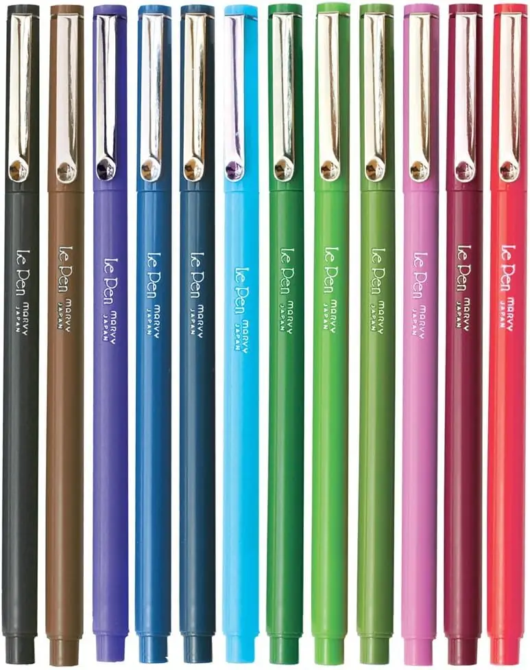

Micro Fine Point Pens 12 Color Set, Le Pen Style, Acid-Free Ink for Journals, Planners, and Business Forms