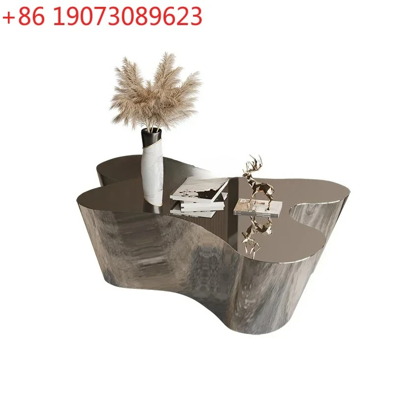 

Modern Simple Stainless Steel Special-shaped Coffee Table Light Luxury Metal Living Room Home Creative Side Table