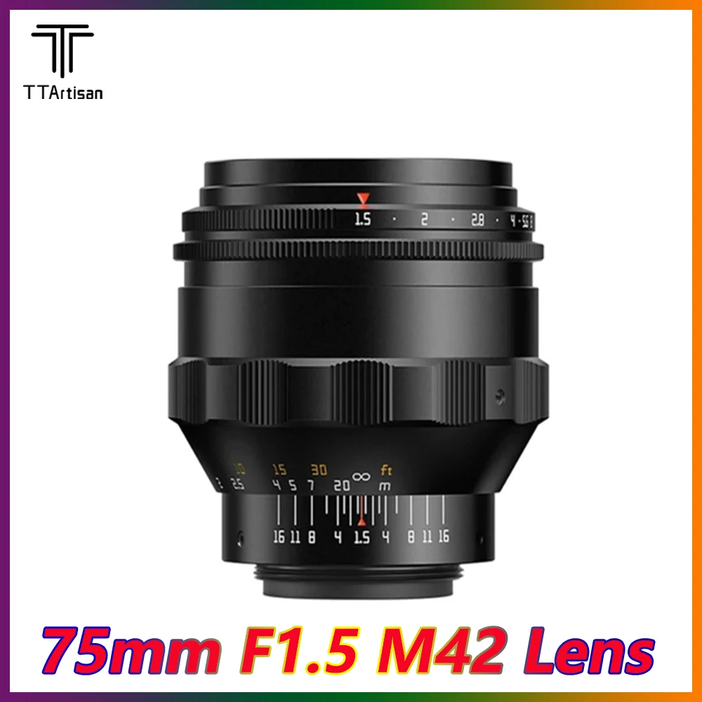 

TTArtisan 75mm F1.5 Full Frame Lens Large Aperture MF M42 Mount Compatible with Sony Nikon Canon Fuji Adapter Ring