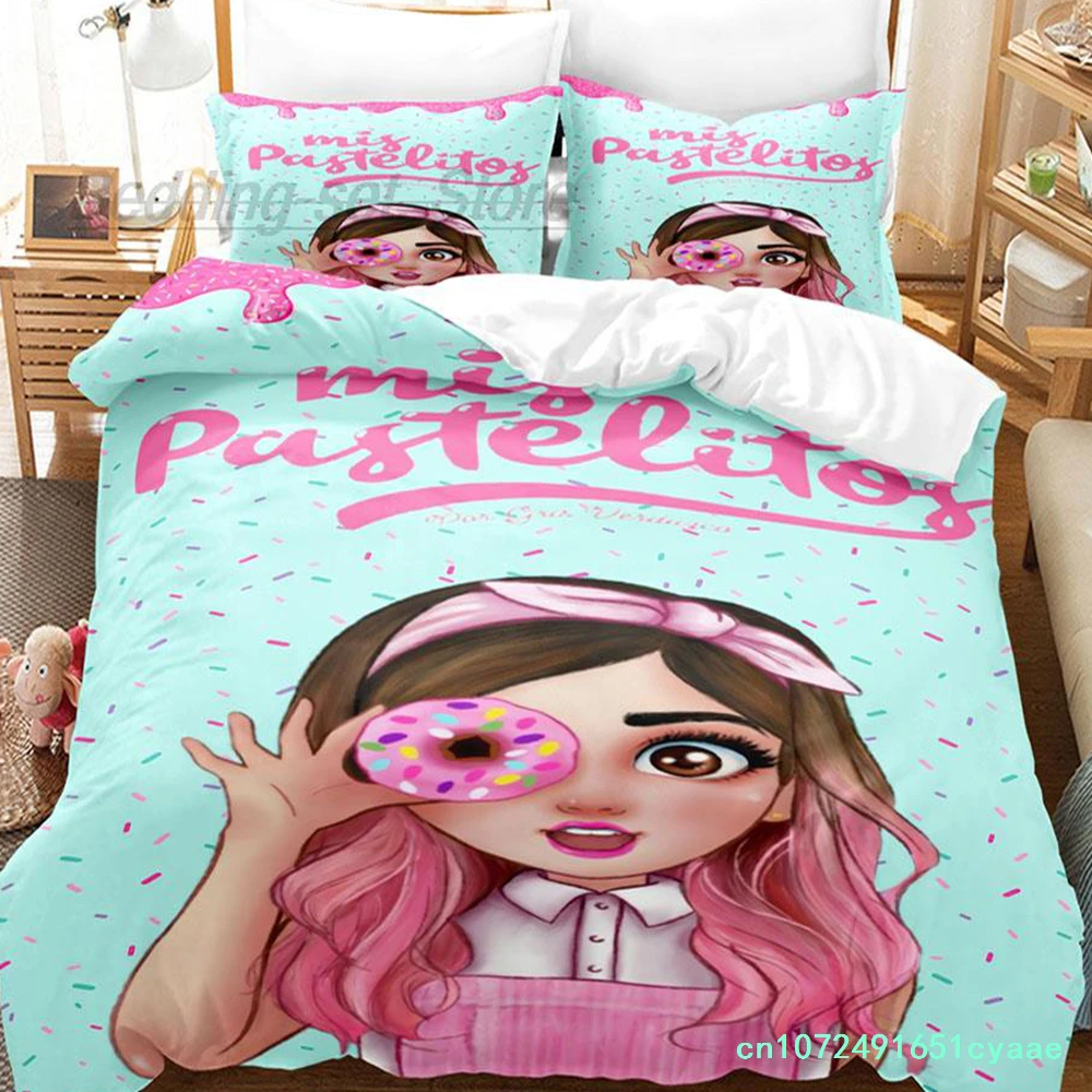 Mis Pastelitos Bedding Set Single Twin Full Queen King Size Bed Set Aldult Kid Bedroom Duvetcover Sets 3D Doughnut Bed Sheet Set