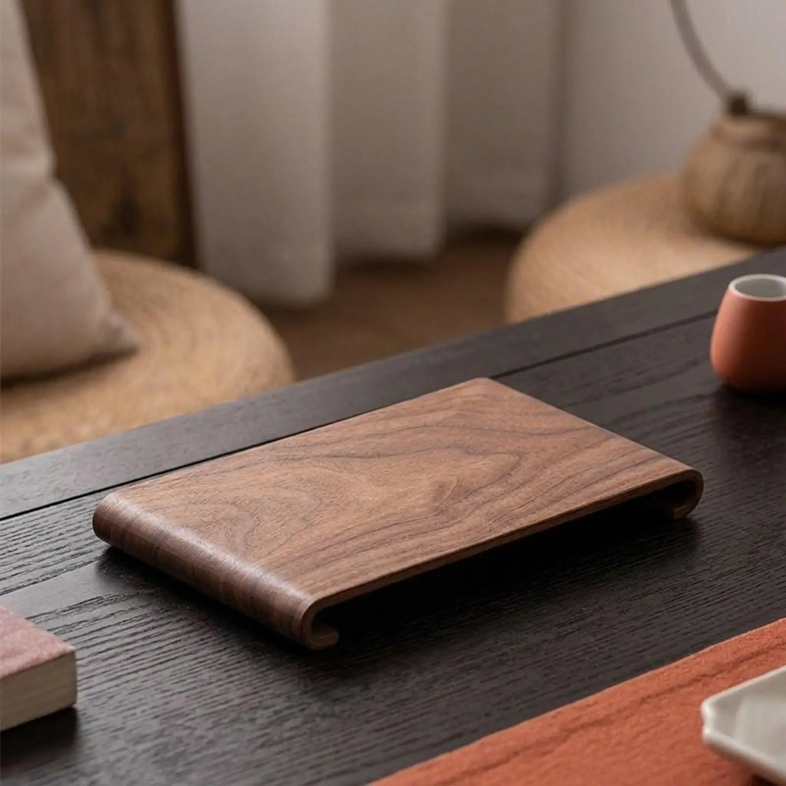 Wooden Tea Tray Compact Traditional Sturdy Portable Small Snack Plate Tea Serving Tray Riser Base for Flowerpot Household Office
