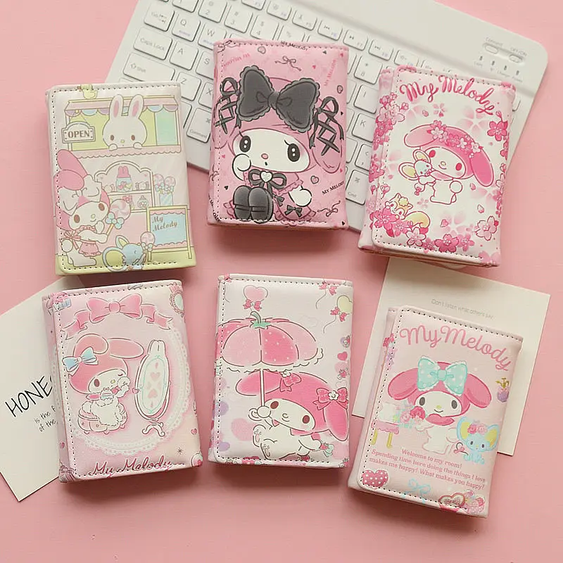 

Y2K Fashion Hello Kitty Women's Wallet Cute Cartoon Storage Bag Portable Commuter ID Triple Folding Card Bag Holiday Gift