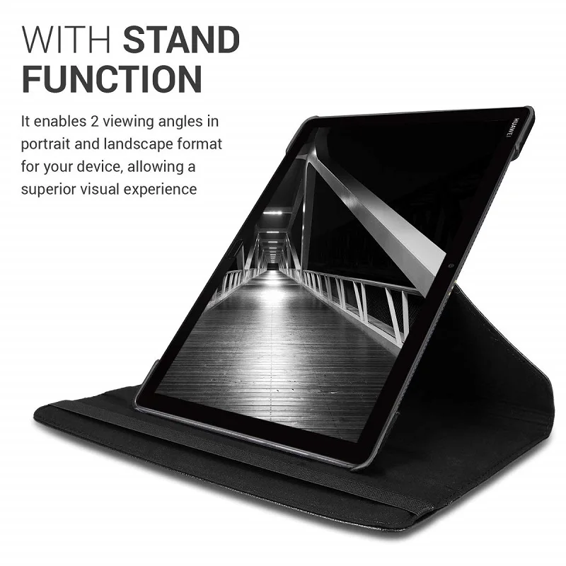 360 Rotating Stand PU Smart Tablet Cases for Huawei MatePad Air 11.5 S 2026 MediaPad M5 Lite C5 10.1 BAH2-W19 BAH2-L09/W09 Cover