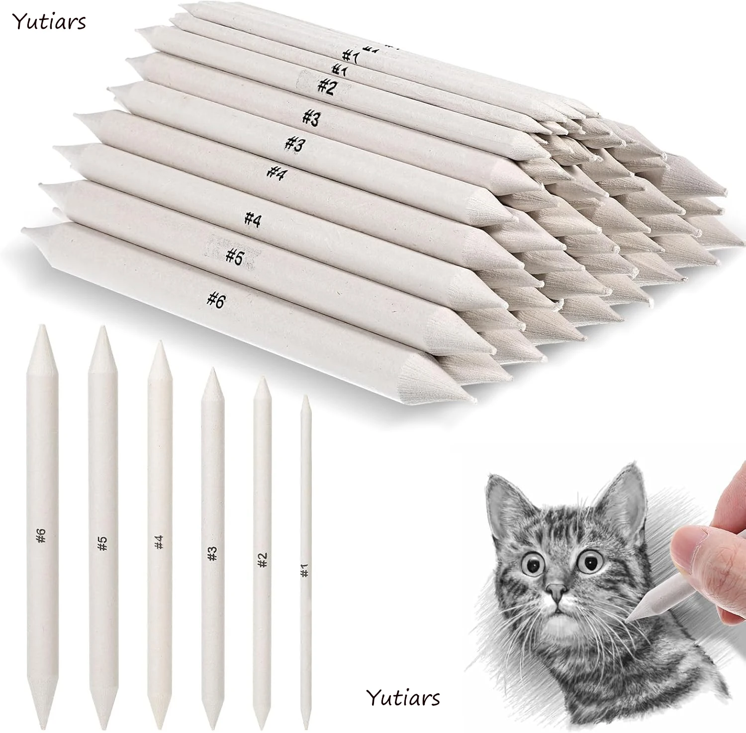 6/12/48PCS Sets Profession Sketch Paper Eraser Pens Blending Stump Art Sketches with Eraser Pens for Painting and Smearing Pen