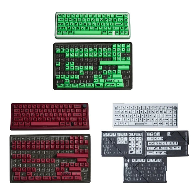 138Keys Full Set Big Letter PBT Dye Sub Keycap Animal Party Cherry Cover