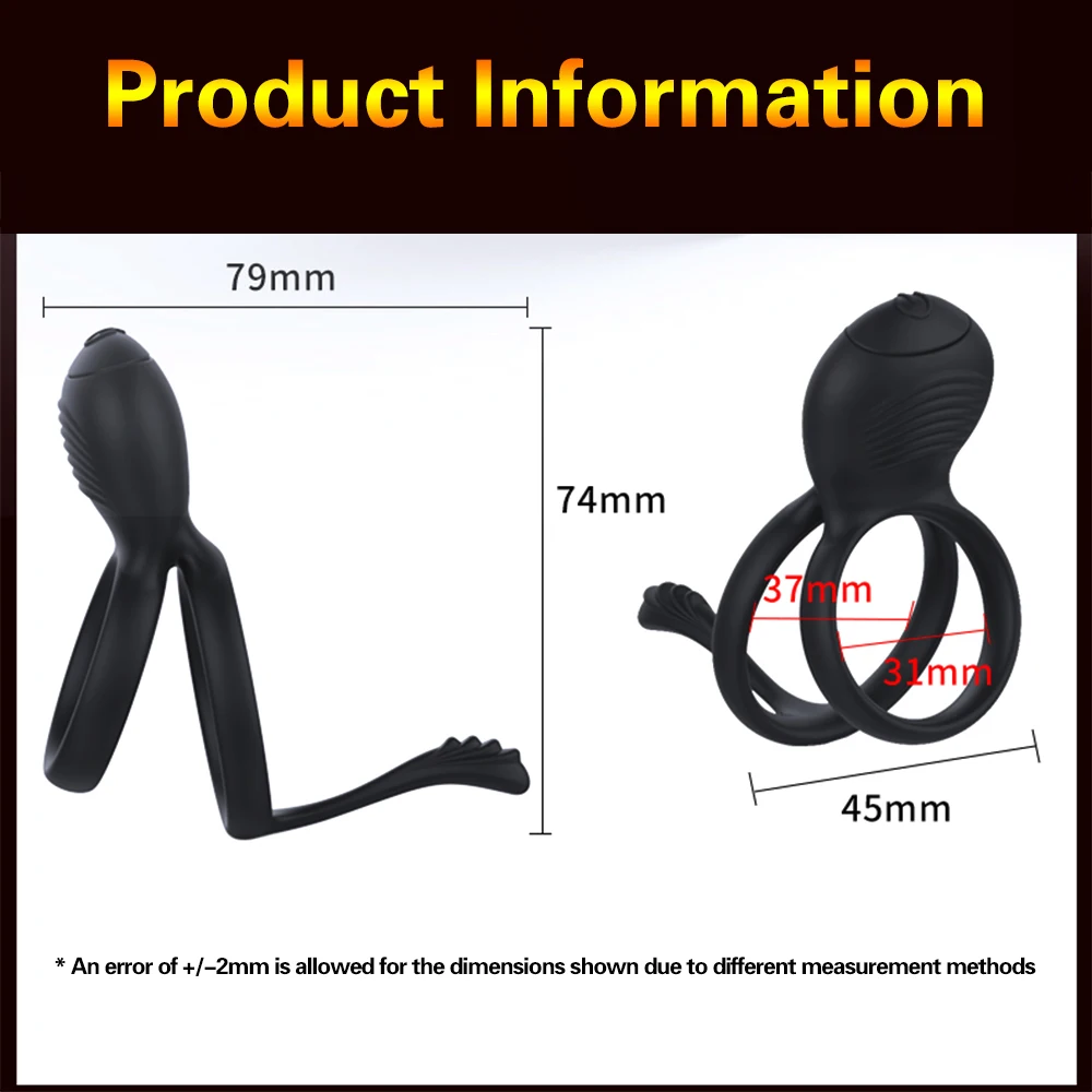 Penis Rings Vibrator for Men Vibring Delay Ejaculation Double Cock Ring Clitoral Stimulator Male Masturbator Sex Toys for Couple