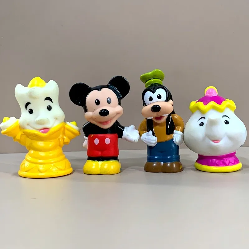 Lot 4pcs Fisher Price Little People Disney Figures Mrs Potts Lumiere Mickey Mouse Goofy Action Figures Toys Gift