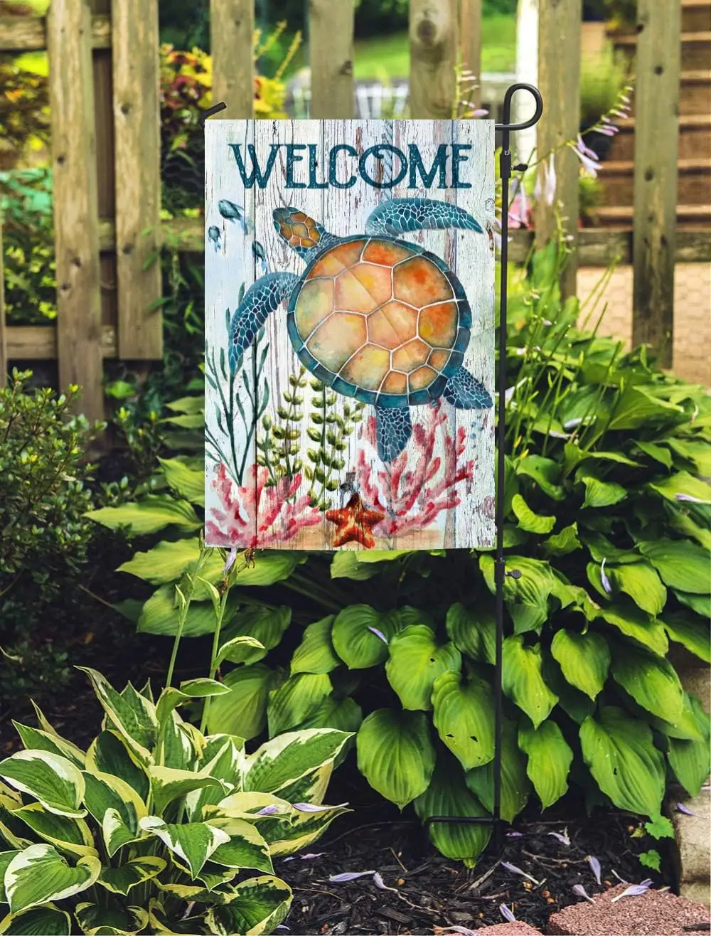 Texupday Welcome Turtle Tropical Ocean Garden Flag Rustic Coastal Summer Beach Yard Flag 12