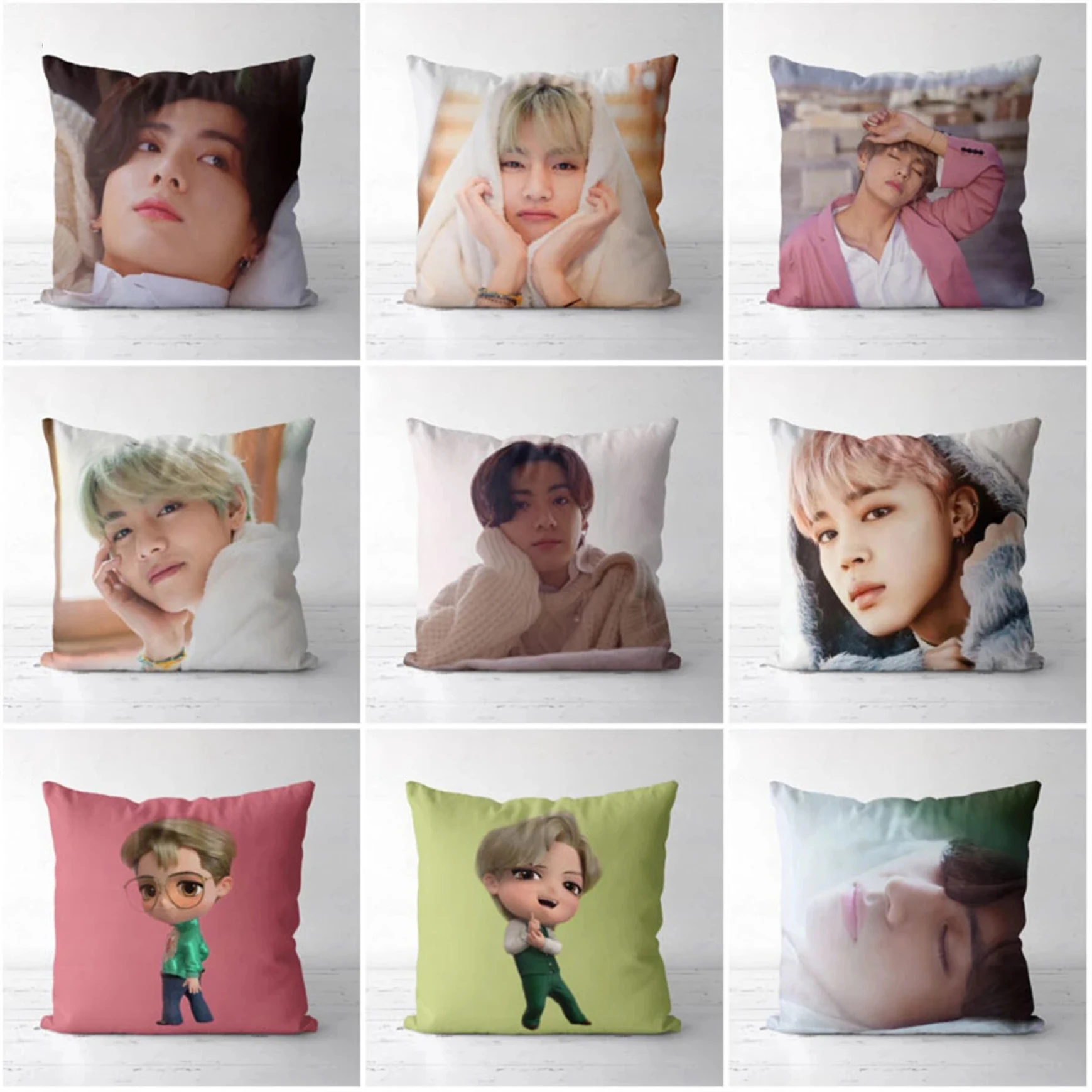 RULDGEE Kpop Custom Throw Flax Cushion Pillow Cover Printed Linen Square Home  Decorative Pillowcase for Art Bedroom Living Room