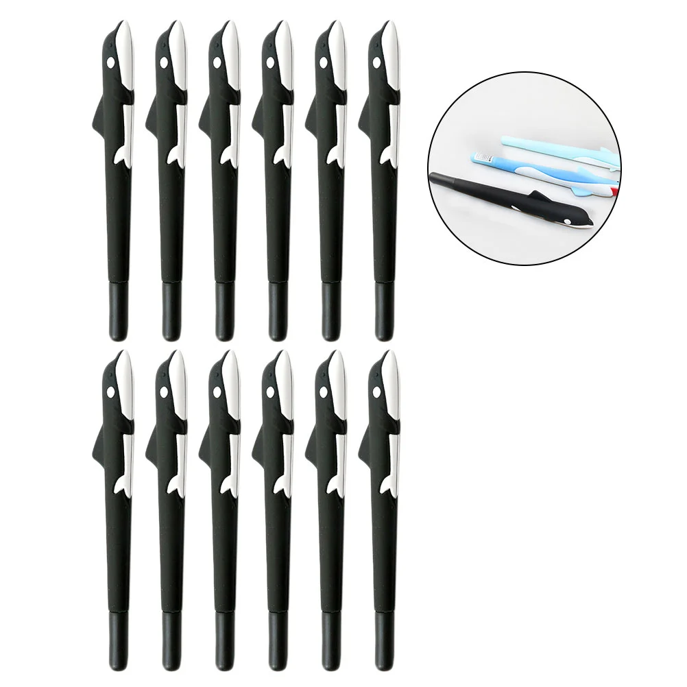 12 Pcs Dolphin Shape Silicone Gel Pen Ball Point Pens Black Writing Dolphin-shaped School Supplies