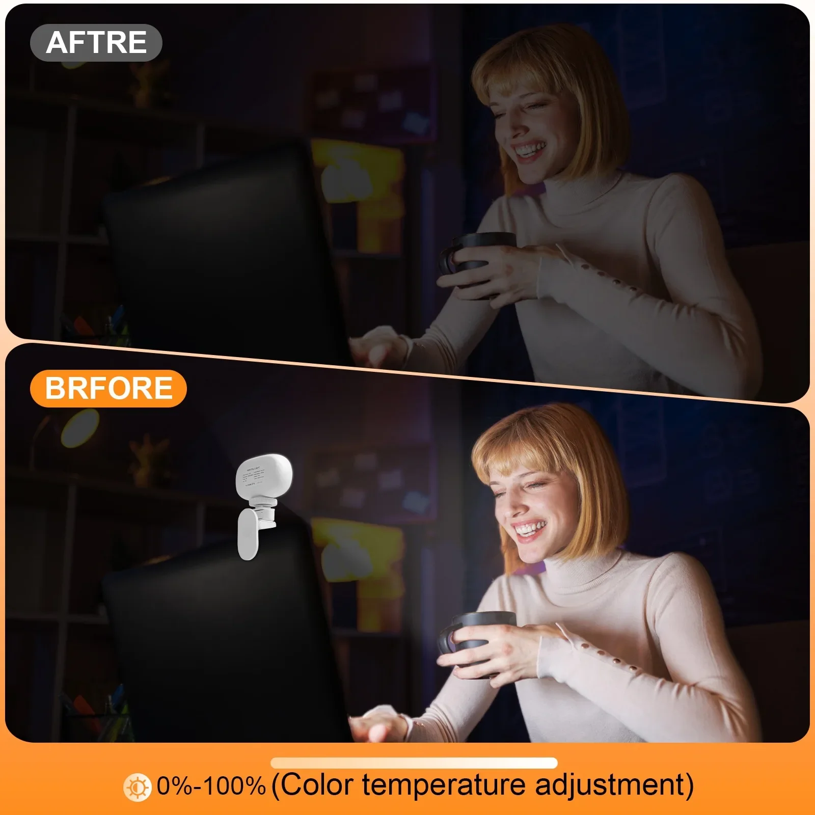 Mini luz de preenchimento LED - luz suave portátil de 600mAh para fotografia de videoconferências e selfies