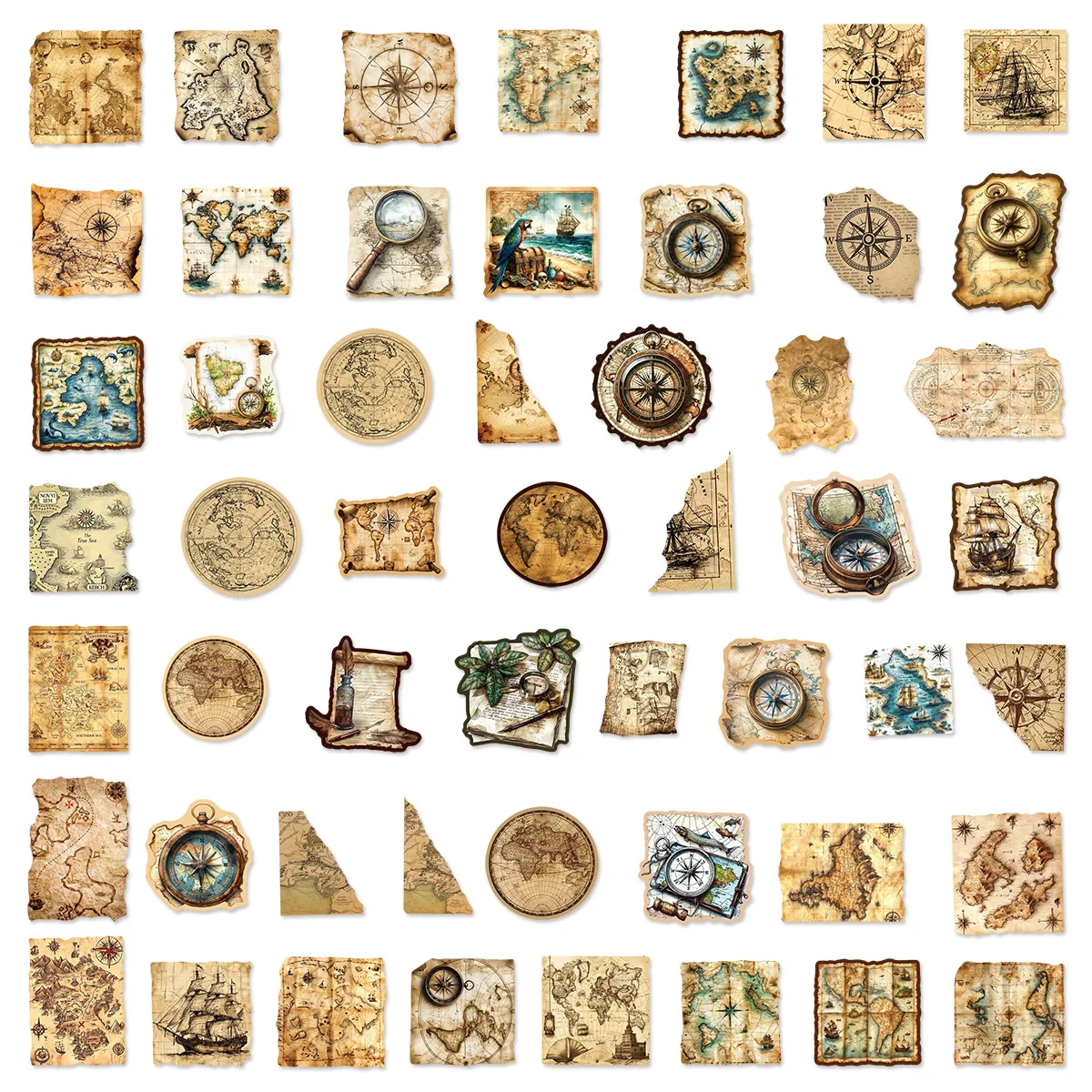 10/30/50 قطعة خريطة المحيط خمر البلاستيكية لزجة ملصق الجمالية DIY بها بنفسك الديكور سكرابوكينغ لوازم المحاسبة اليدوية للأطفال