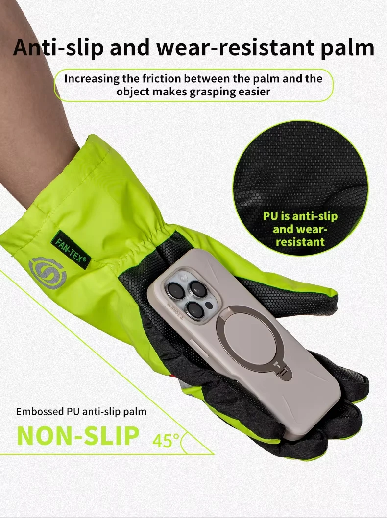 Vier-Jahreszeiten-wasserdichte Motorradhandschuhe, Touchscreen-kompatible, warme, regenfeste Handschuhüberzüge für Motorradreisen und Motorradfahren. – Detail 9