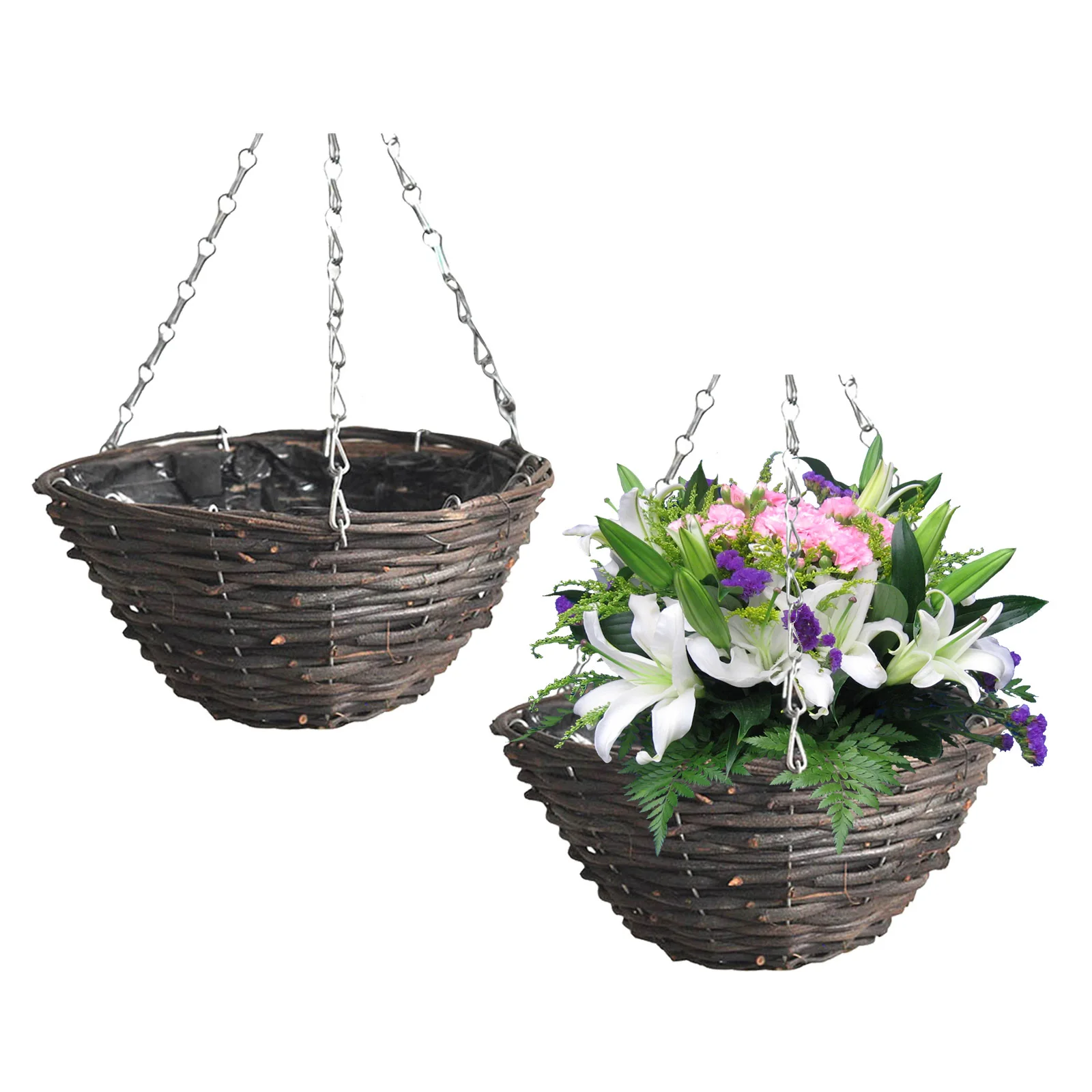 

2pcs 30Cm Handmade Rattan Hanging Basket For Balcony Decoration Flowerpot Plant Holder Indoor Outdoor Garden Use