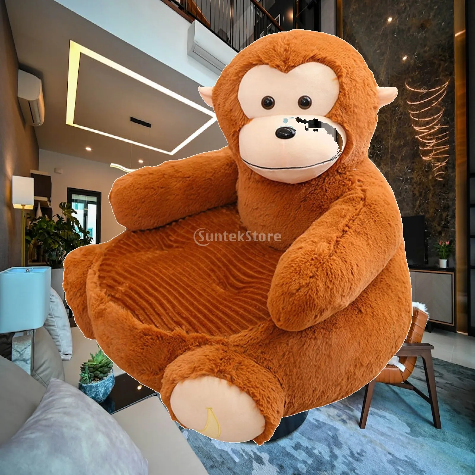Children Plush Cartoon Animal Sofa Mini Sofa Chair Comfy Cuddling Seat Cushion for Nursery Bedroom Living Room