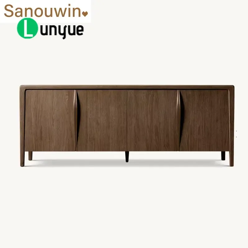 Elegant 4 Door Solid Oak Sideboard for Restaurant and Hotel Storage Furniture Durable Wood Buffet Cabinet with Classic Design