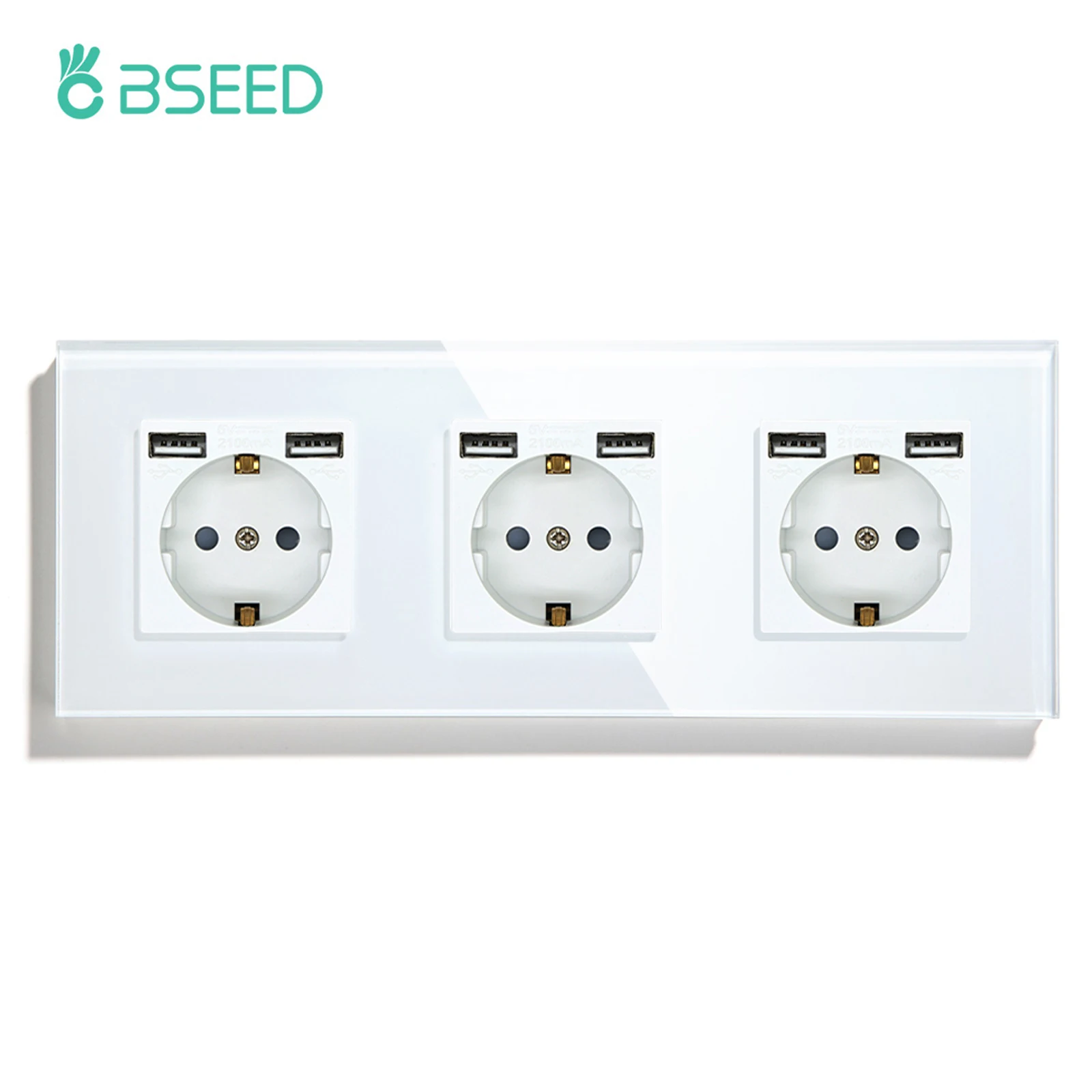 BSEED Einzelsteckdose EU-Wandsteckdosen Doppelsteckdosen USB Typ-C Telefonladegerät Glaspanel 1-Wege-Wandtastschalter Kinderschutz
