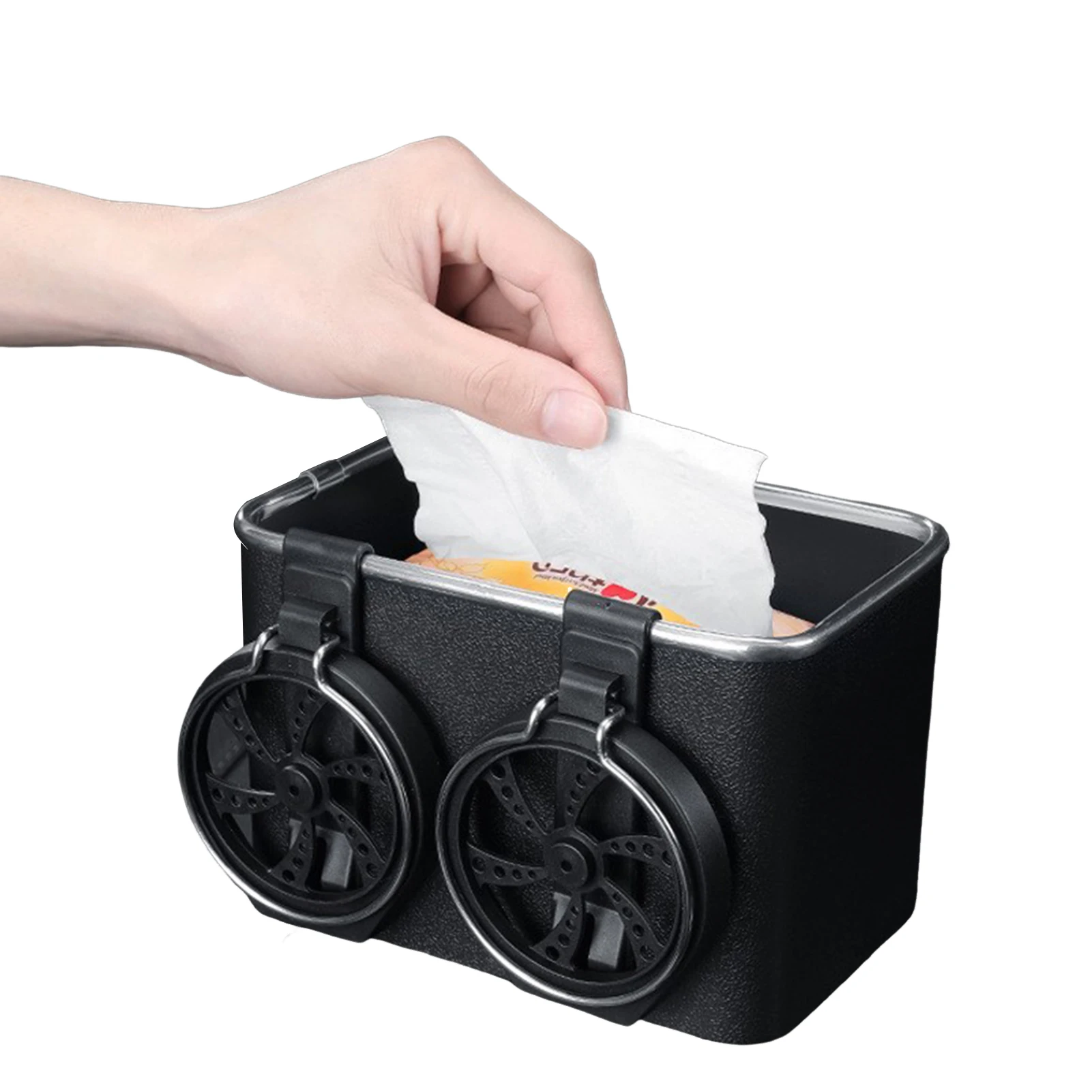 

Car Armrest Storage Box Practical Design with 2 Cup Holders Vehicle Tissue Box Suitable for Pens Cups Jars