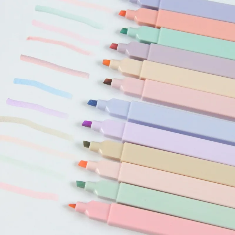 4/6/12 set Pastel Color Highlighter Kawaii Stationery Color Marker School Supply Student Marker Highlighter Japanese Stationery