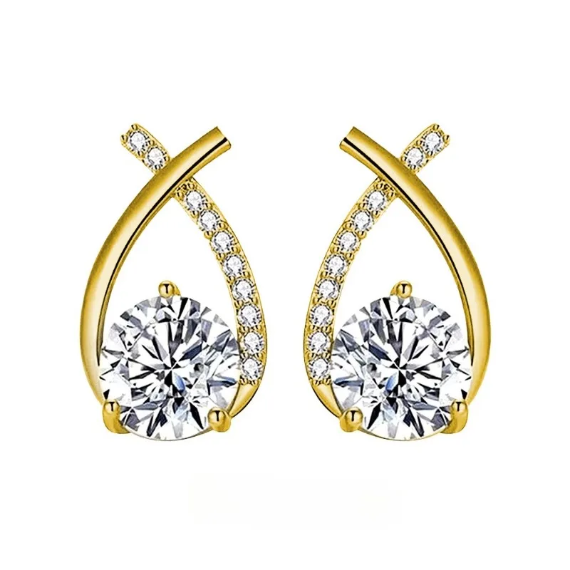 Ohrringe aus 925er-Sterlingsilber, 18 Karat vergoldet, für Damen, Hochzeit, Verlobung, edler Schmuck, luxuriöse Zirkon-Accessoires, Geschenke, Ohrstecker
