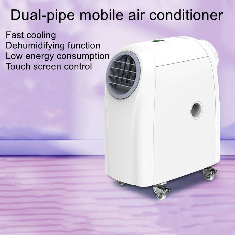 12000 BTU Portable Air Cooler Dual-Tube Mobile Air Conditioner Home Office Cooling Heating Dehumidification
