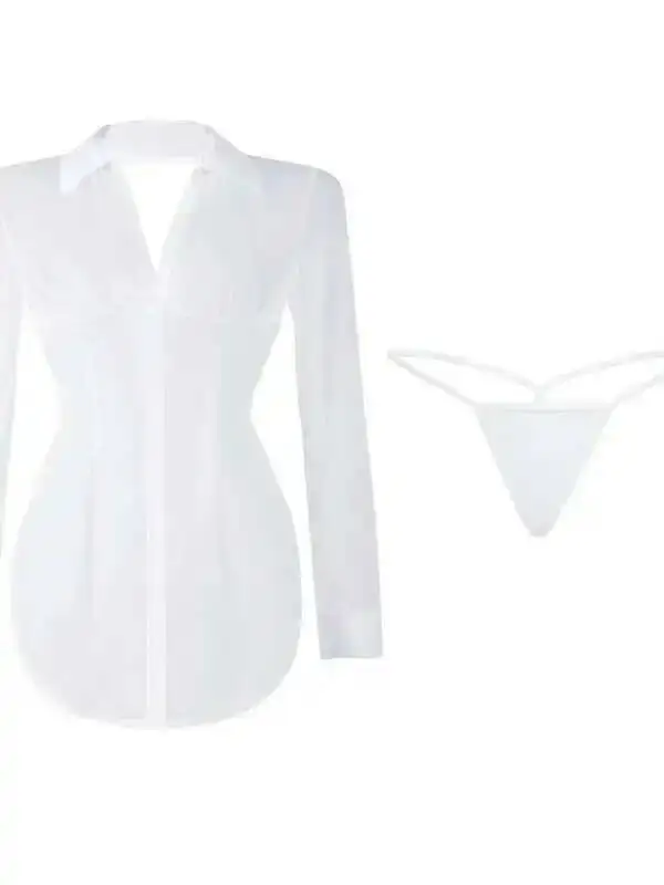 Sexy turn-down colarinho bonito volta profunda v gravata divisão ol secretário camisa vestido curto elegante malha renda pura camisas finas 8rwl