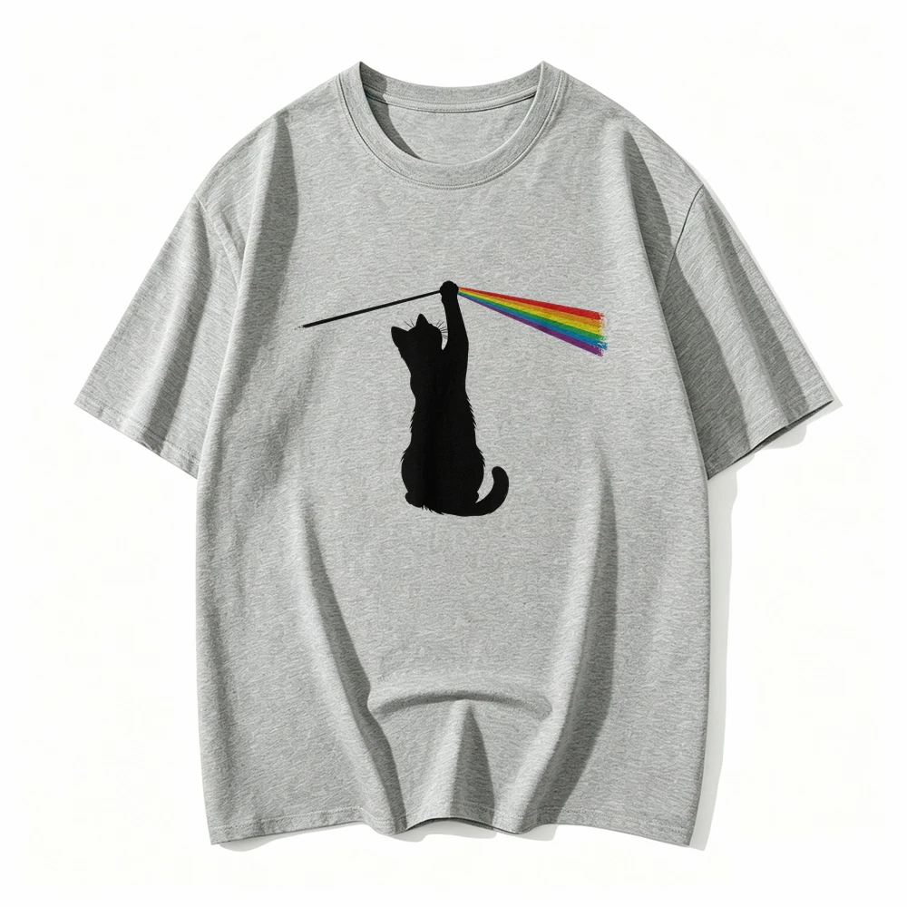 Funny Cat T-Shirt Cat Rock Music Gift Women Clothing Custom Printed Streetwear Graphic T Shirts Anime Clothes Women's Clothing