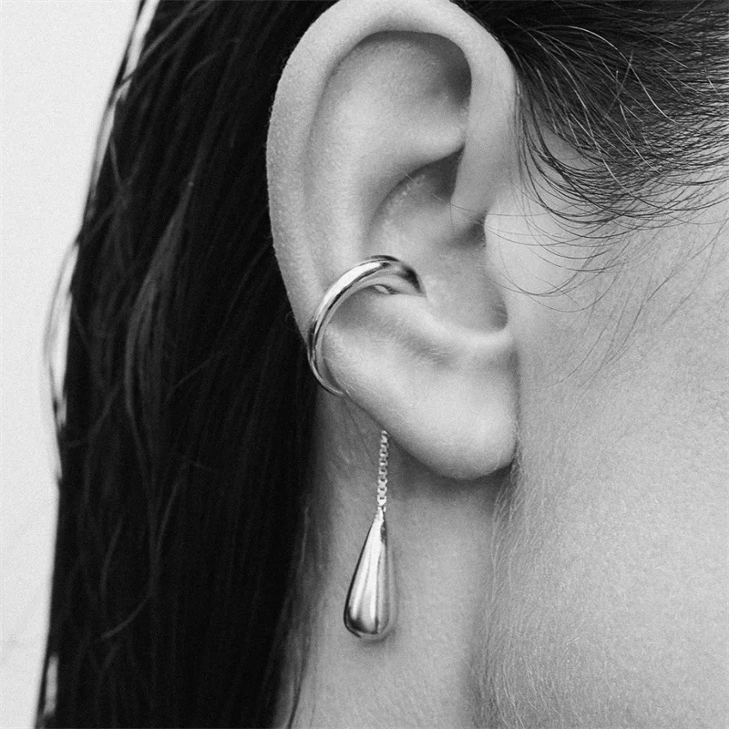 1PCS Elegant Temperament Metal Tassel Clip Earrings For Women Party Gifts Simply Style Ear Accessories Jewelry e961