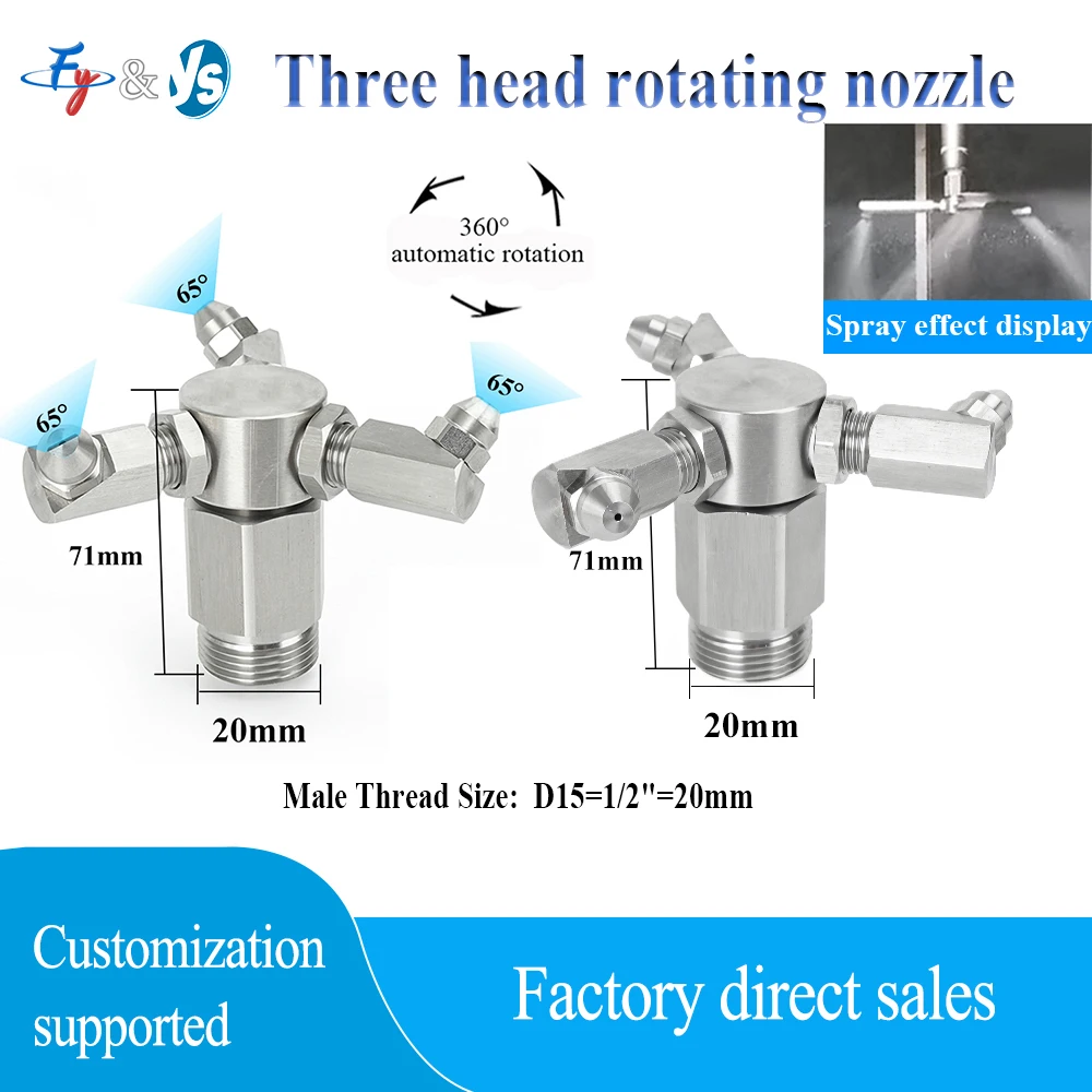 

Насадка для очистки бака с вращающимся 3 головками, насадка для очистки на 360 градусов, стиральная машина высокого давления, промышленная насадка для распыления пыли