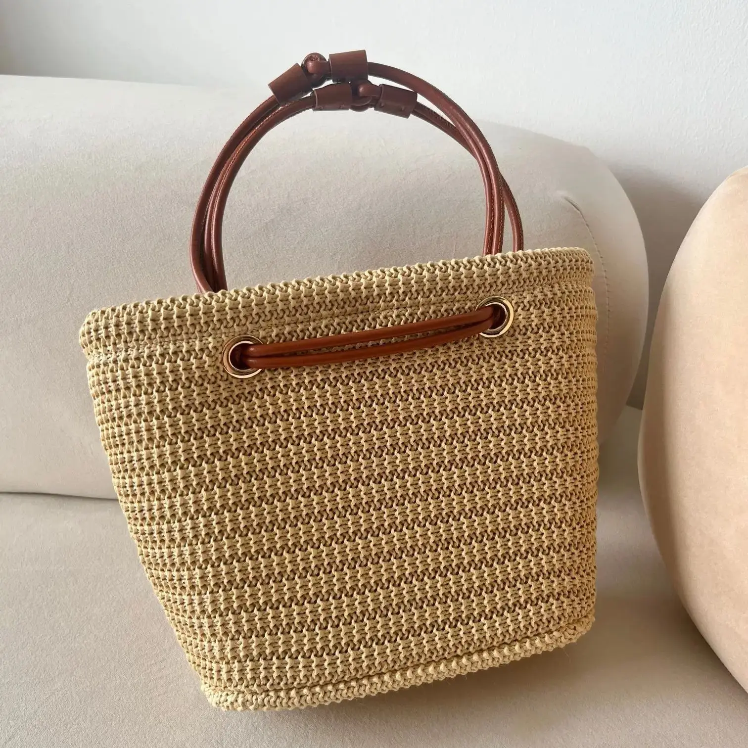 

2025 Woven Straw Tote Bag for Women High Quality Large Capacity Beach Handbag Eco-Friendly Summer Shoulder Bag