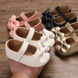 Baby Spring and Autumn Cute Bow Upper PU Soft Rubber Bottom Anti slip Princess Shoes Newborn Casual Walking Shoes 0-18M