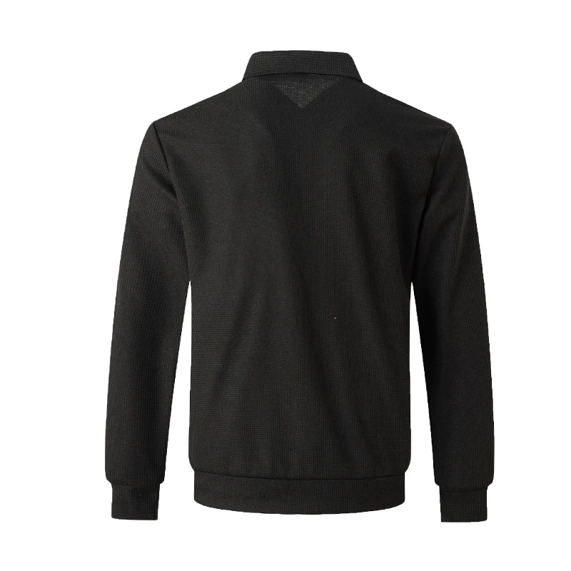 Lapel Slim Fitting Male coat Waffle zipper pocket Long Sleeved Sportswear man Cardigan jacket set Pants elegant Men\'s clothing