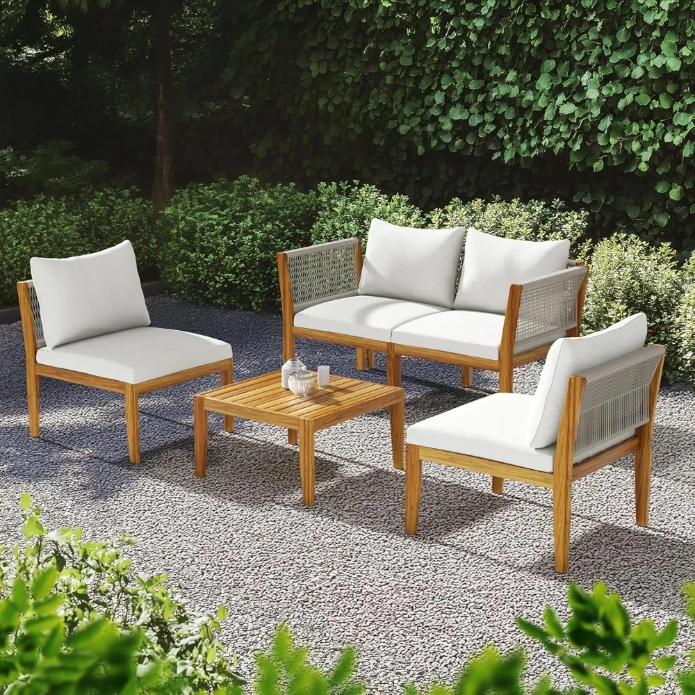 

5-Piece Outdoor Patio Conversation Sets, with Waterproof Cushions, Loveseat and Chairs, for Gardens, Decks and Balconies
