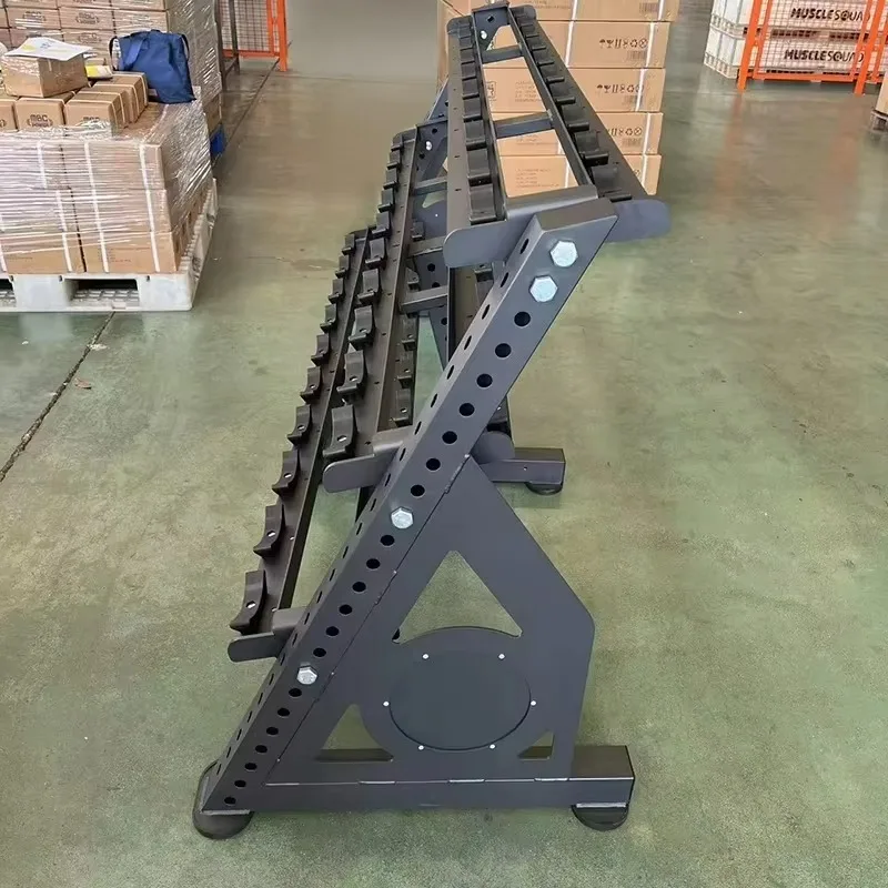 

4-уровневая усиленная стойка для хранения гантелей с выдвижной конструкцией, устойчивая, для коммерческого использования в тренажерных залах и фитнес-центрах