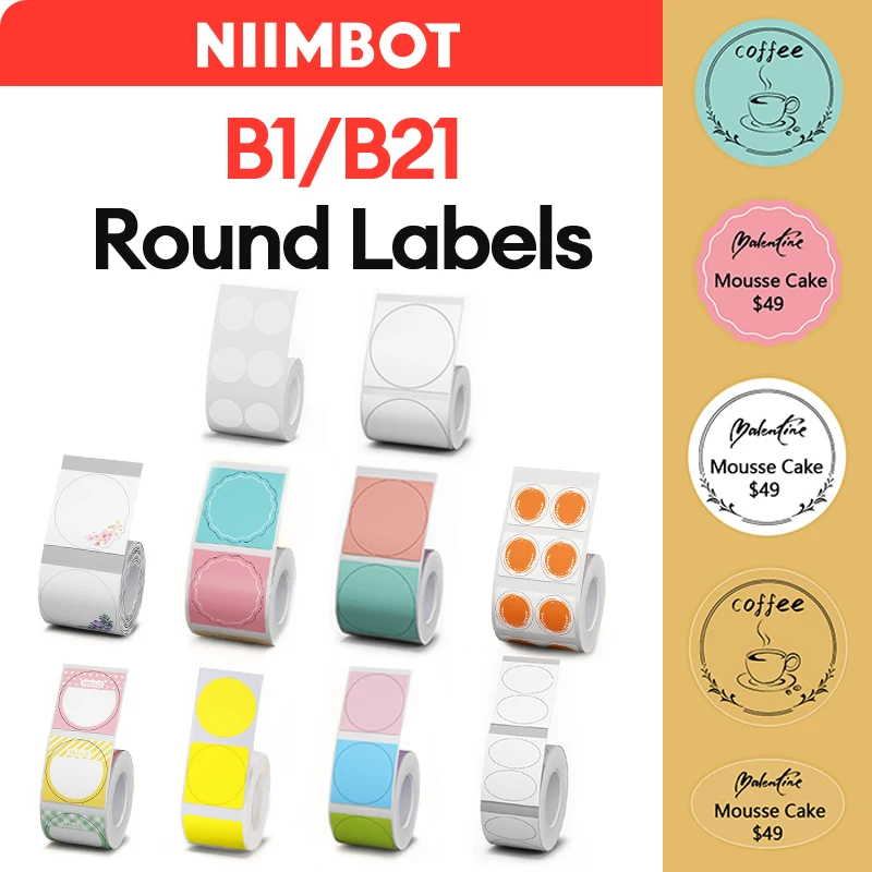NiiMBOT B21 okrągłe naklejki etykiety naklejka termiczna samoprzylepny wodoodporny papier etykietowy dla B1 B21 Niimbot Mini przenośny termiczny