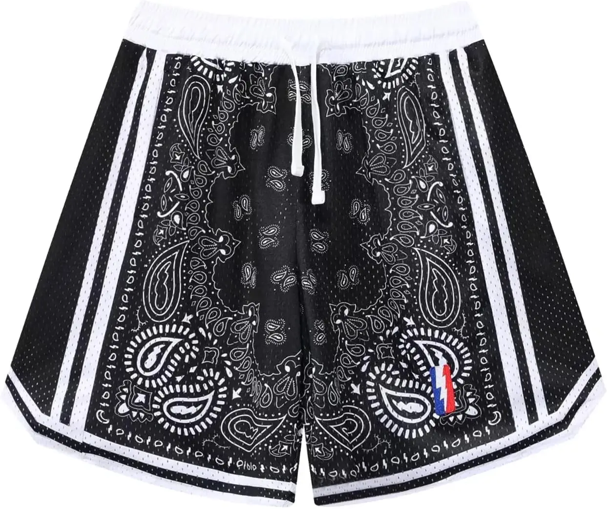 

BOOMLEMON Men's Basketball Shorts Workout Athletic Paisley Shorts Mesh Print Running Short Pants