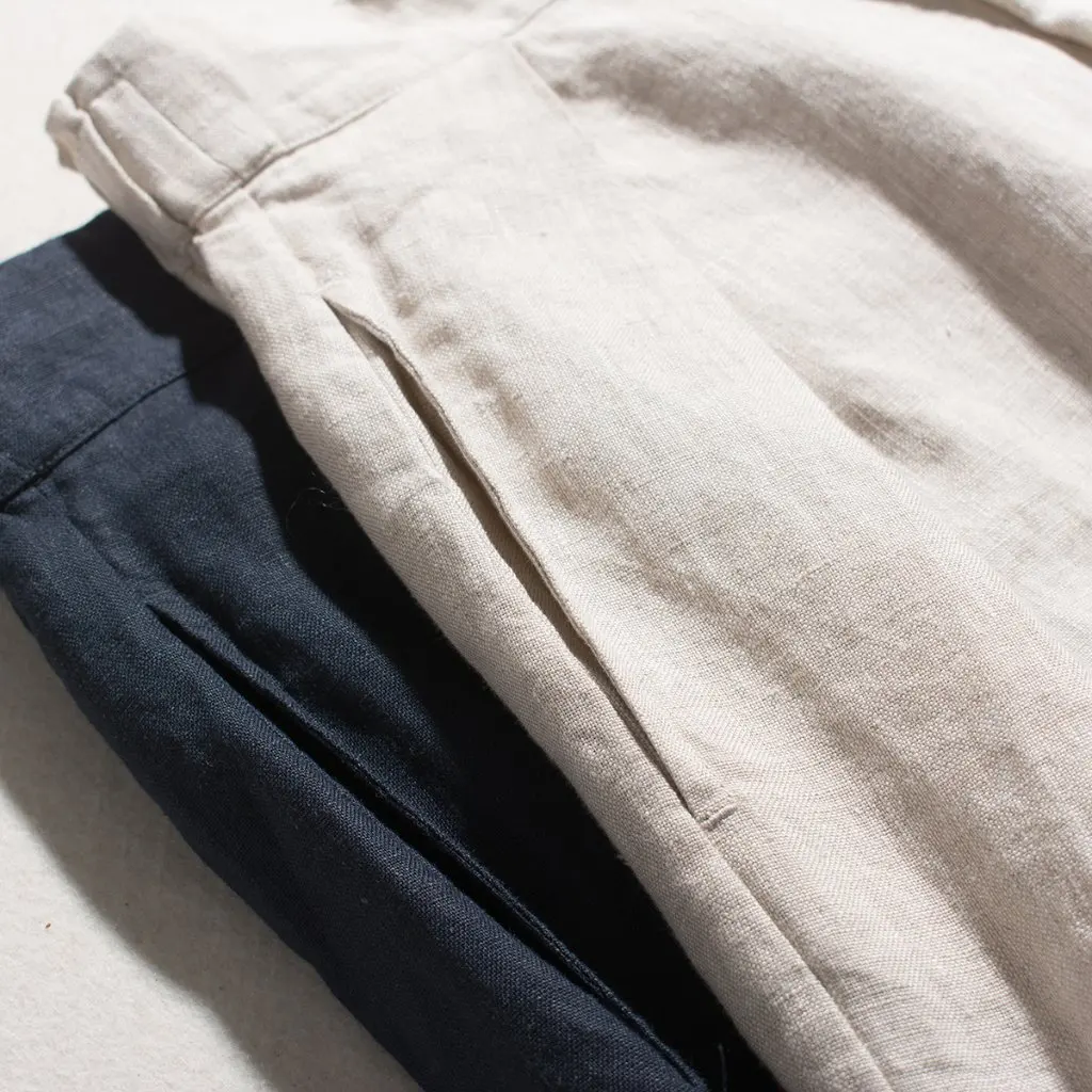 

French Pure Linen Pleated Skirt High Waist Umbrella Half-length Single Cut Label Export Day Joker Artistic Design