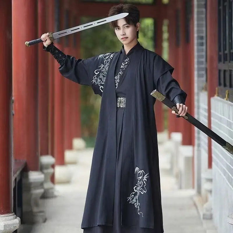 Men's Song Dynasty Hanfu Dress Set Traditional Chinese Embroidery Costume Stylish Boys Girls Swordsman Cosplay Stage Clothing - Image 3
