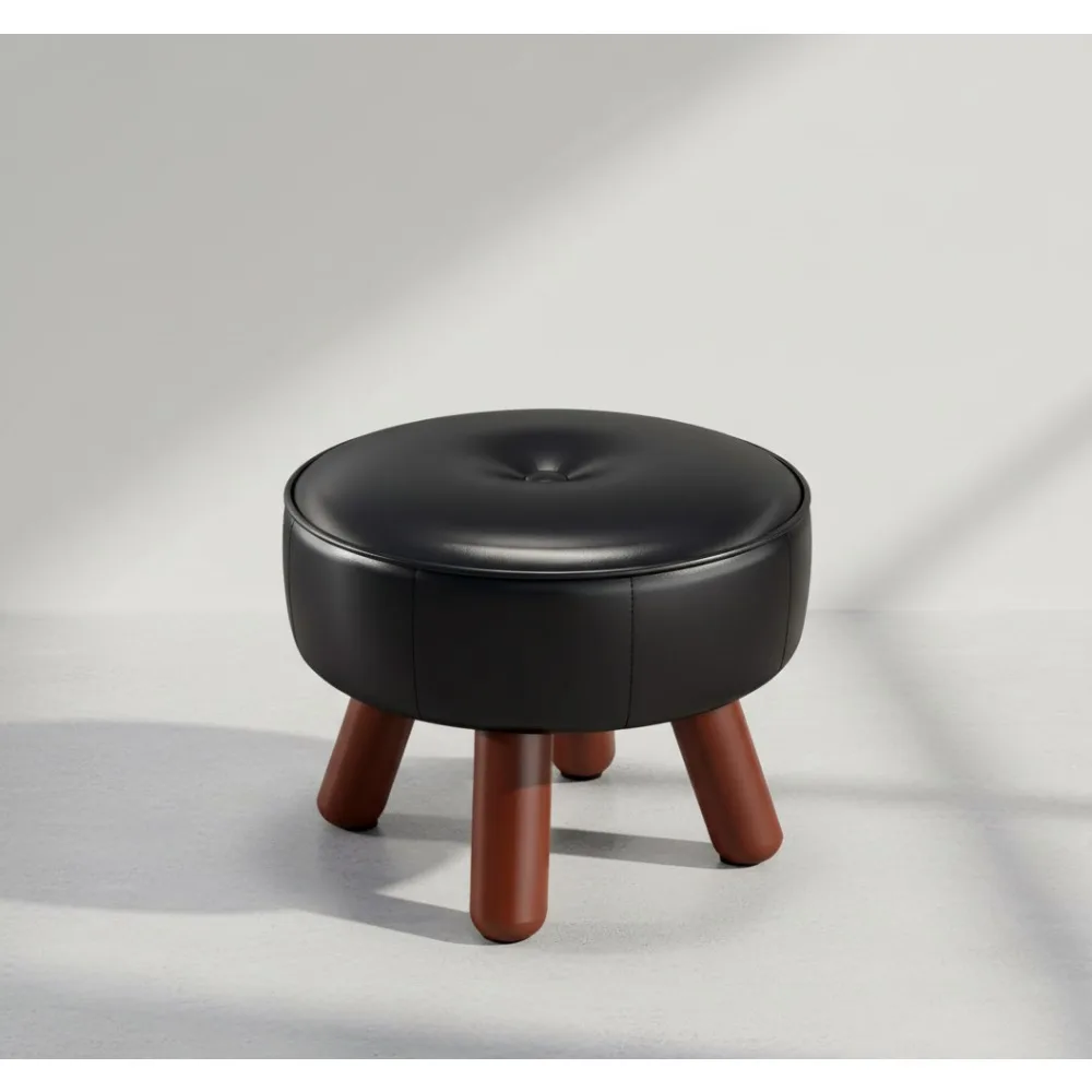 

13-дюймовый круглый табурет для ног из искусственной кожи с резиновыми ножками, удобная подставка для ног для гостиной, офиса, спальни