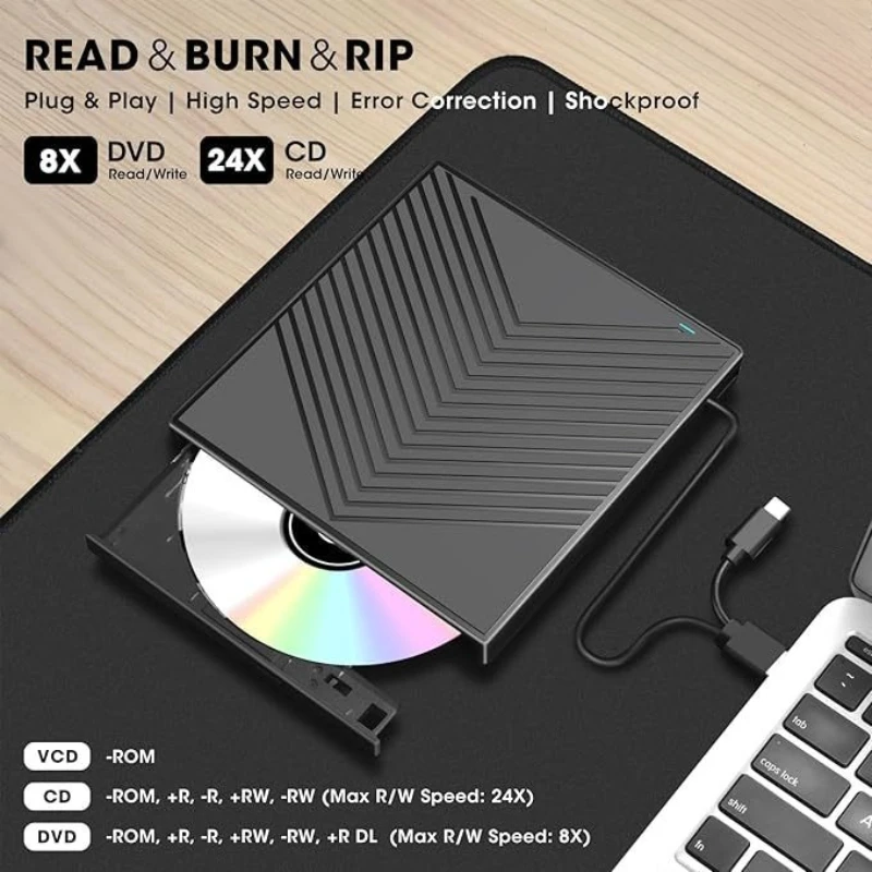 Burner Laptop Universal Optical Drive Burner 7-in-1 Ultra-thin Disc Reader