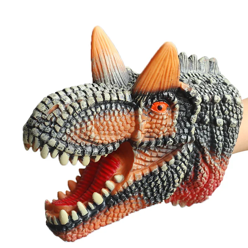 Dinosaur head Model Toy Jurass Dino Soft Puppet Realistic pterosaur Shark Tiger Park Animal Dolls Dinosaur Worlds Toys for Boys