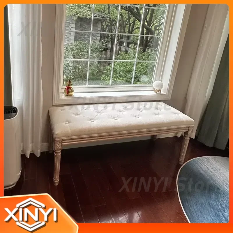 for American Style Solid Wood Shoe Bench Multi-Functional Entryway Ottoman Dressing Room Makeup Stool Living Room Footrest