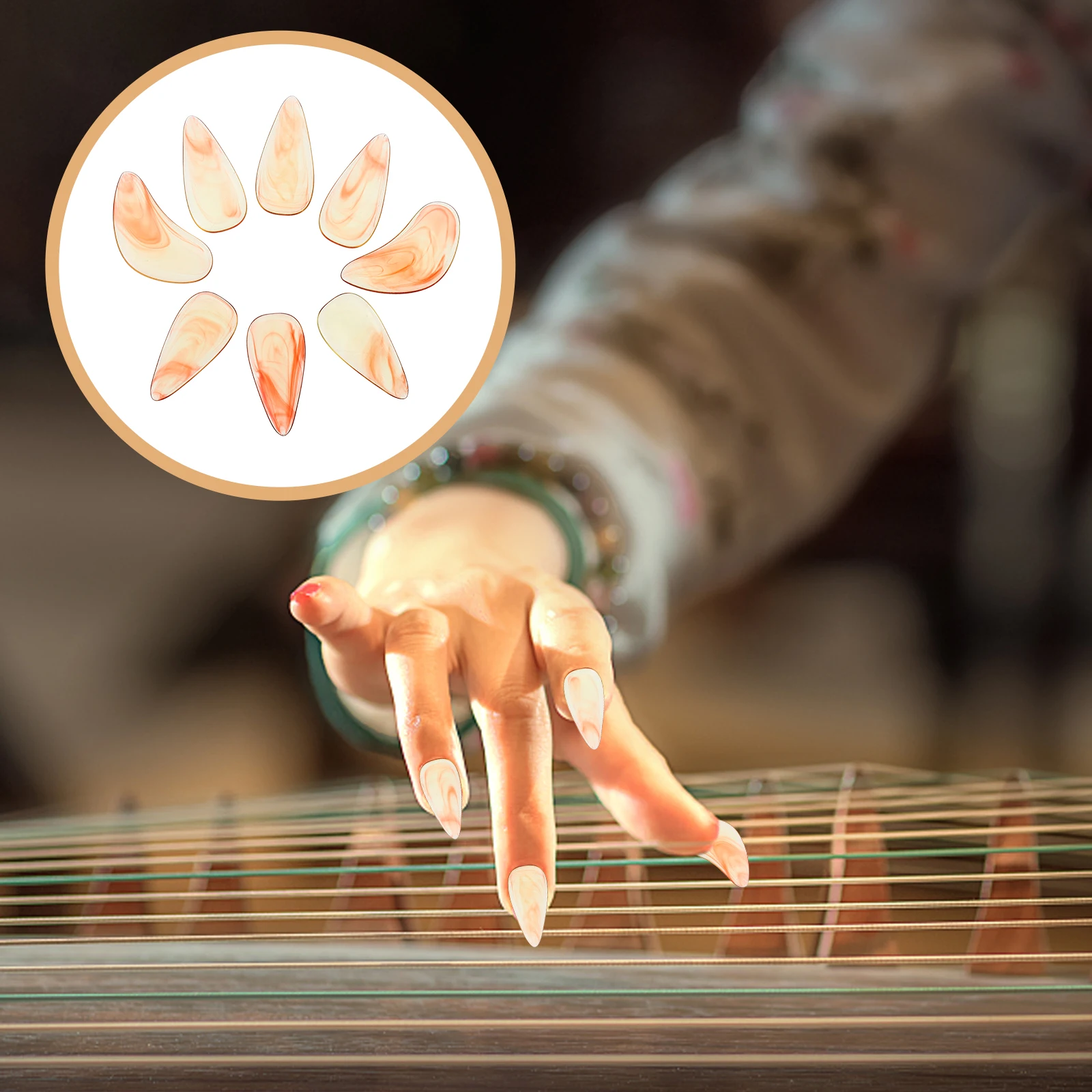 

8 Pcs Wearable Instrument Nails Guzheng Pipa Accessories Supplies Finger Picks Kids Fake